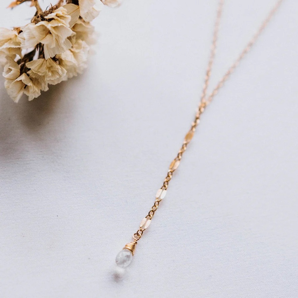 Sweet Pea Lariat Moonstone Necklace